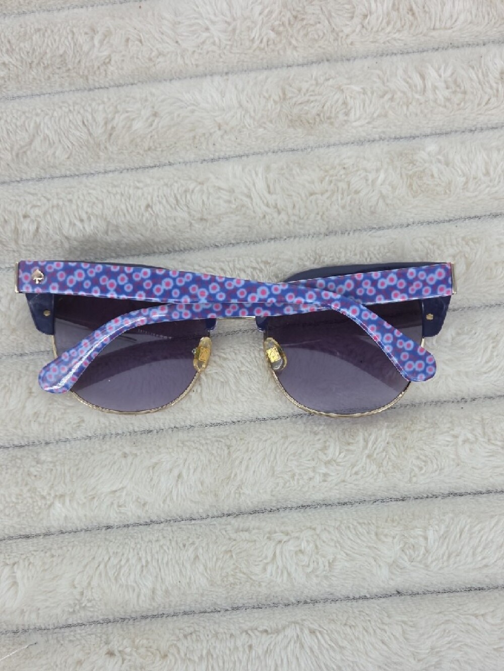 kate spade Purple Floral Cat-Eye Sunglasses with Gold Accents - Picture 3 of 9